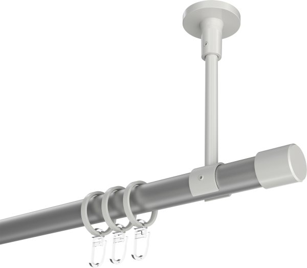 Gardinenstange Metall 20 mm Ø SONETTE - Santo Silbergrau / Weiß 100 cm