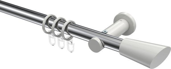 Gardinenstange Metall 20 mm Ø PLATON - Bento Chrom / Weiß 100 cm