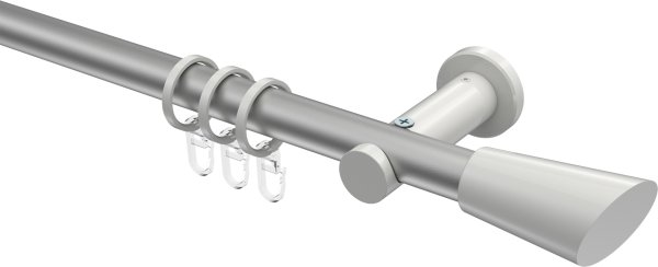 Gardinenstange Metall 20 mm Ø PLATON - Bento Silbergrau / Weiß 100 cm