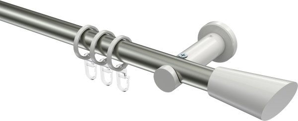 Gardinenstange Metall 20 mm Ø PLATON - Bento Edelstahl-Optik / Weiß