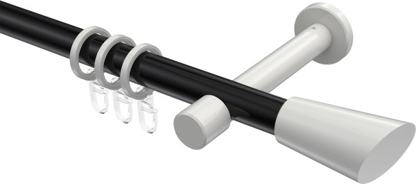 Gardinenstange Metall 20 mm Ø PRESTIGE - Bento Schwarz / Weiß 100 cm