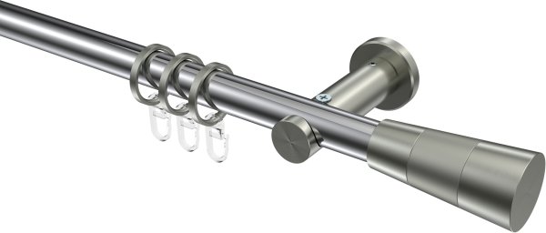 Gardinenstange Metall 20 mm Ø PLATON - Tanara Chrom / Edelstahl-Optik 100 cm