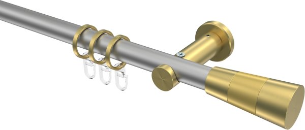 Gardinenstange Metall 20 mm Ø PLATON - Tanara Silbergrau / Messing-Optik 100 cm