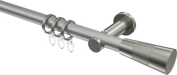 Gardinenstange Metall 20 mm Ø PLATON - Tanara Silbergrau / Edelstahl-Optik 100 cm