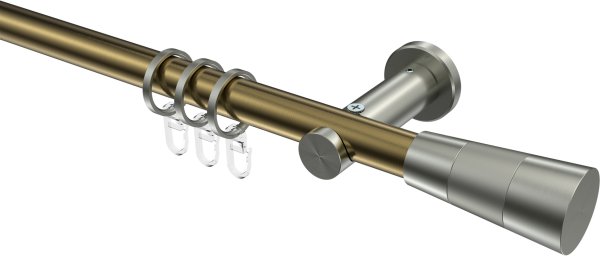 Gardinenstange Metall 20 mm Ø PLATON - Tanara Messing Antik / Edelstahl-Optik 100 cm
