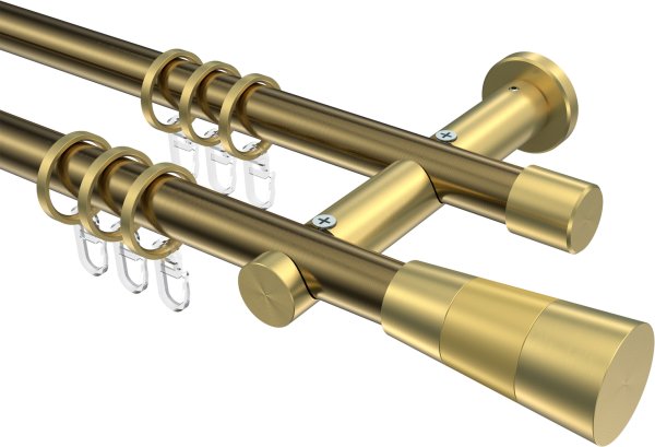 Gardinenstange Metall 20 mm Ø 2-läufig PLATON - Tanara Messing Antik / Messing-Optik 100 cm