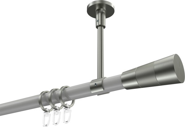 Gardinenstange Metall 20 mm Ø SONETTE - Tanara Weiß / Edelstahl-Optik 420 cm (3 x 140 cm)