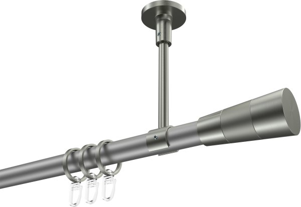Gardinenstange Metall 20 mm Ø SONETTE - Tanara Silbergrau / Edelstahl-Optik 420 cm (3 x 140 cm)
