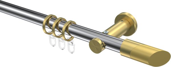 Gardinenstange Metall 20 mm Ø PLATON - Verano Chrom / Messing-Optik 100 cm