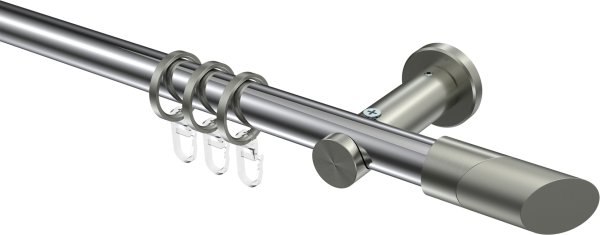Gardinenstange Metall 20 mm Ø PLATON - Verano Chrom / Edelstahl-Optik 100 cm
