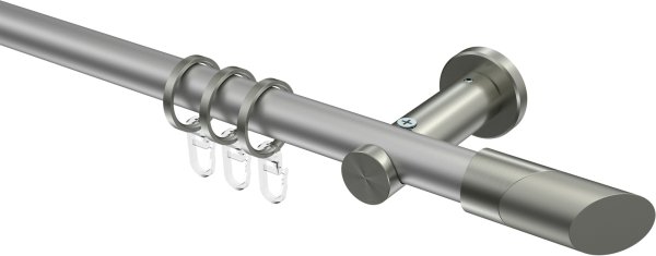 Gardinenstange Metall 20 mm Ø PLATON - Verano Silbergrau / Edelstahl-Optik 100 cm