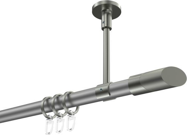 Gardinenstange Metall 20 mm Ø SONETTE - Verano Silbergrau / Edelstahl-Optik 420 cm (3 x 140 cm)