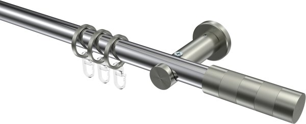 Gardinenstange Metall 20 mm Ø PLATON - Mavell Chrom / Edelstahl-Optik 100 cm