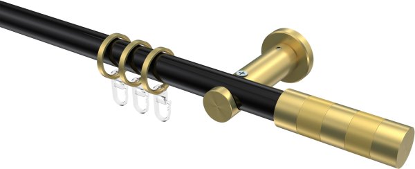 Gardinenstange Metall 20 mm Ø PLATON - Mavell Schwarz / Messing-Optik 100 cm