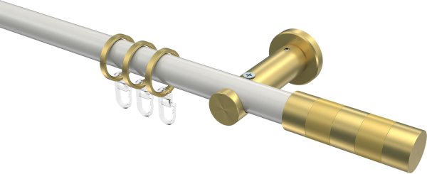 Gardinenstange Metall 20 mm Ø PLATON - Mavell Weiß / Messing-Optik 100 cm