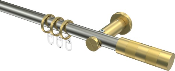 Gardinenstange Edelstahl-Optik / Messing-Optik 20 mm Ø PLATON - Mavell 100 cm