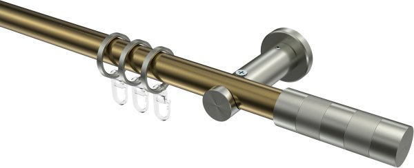 Gardinenstange Metall 20 mm Ø PLATON - Mavell Messing Antik / Edelstahl-Optik 100 cm