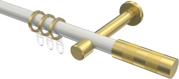 Gardinenstange Metall 20 mm Ø PRESTIGE - Mavell Weiß / Messing-Optik 100 cm