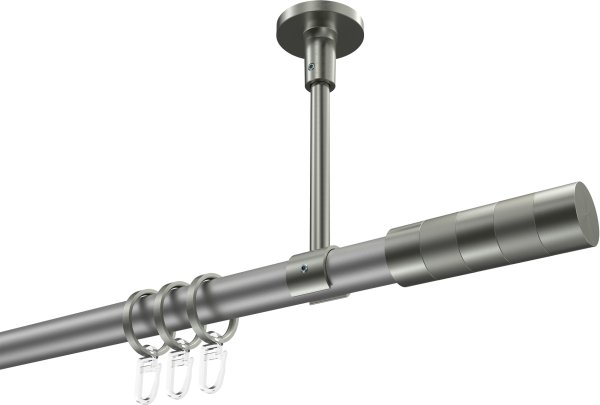 Gardinenstange Metall 20 mm Ø SONETTE - Mavell Silbergrau / Edelstahl-Optik 420 cm (3 x 140 cm)