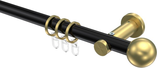 Gardinenstange Metall 20 mm Ø PLATON - Luino Schwarz / Messing-Optik 100 cm