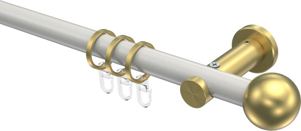 Gardinenstange Metall 20 mm Ø PLATON - Luino Weiß / Messing-Optik 100 cm