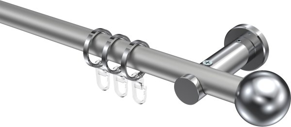 Gardinenstange Metall 20 mm Ø PLATON - Luino Silbergrau / Chrom 100 cm