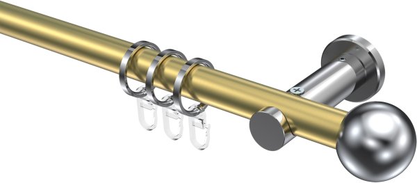 Gardinenstange Metall 20 mm Ø PLATON - Luino Messing-Optik / Chrom 100 cm