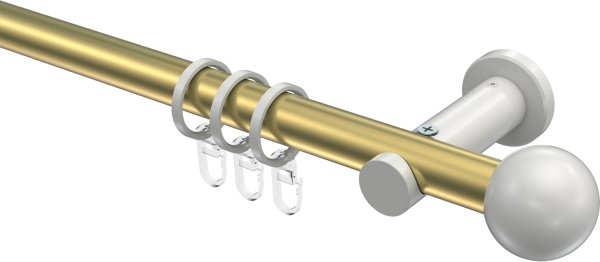 Gardinenstange Metall 20 mm Ø PLATON - Luino Messing-Optik / Weiß