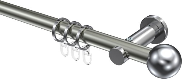 Gardinenstange Metall 20 mm Ø PLATON - Luino Edelstahl-Optik / Chrom