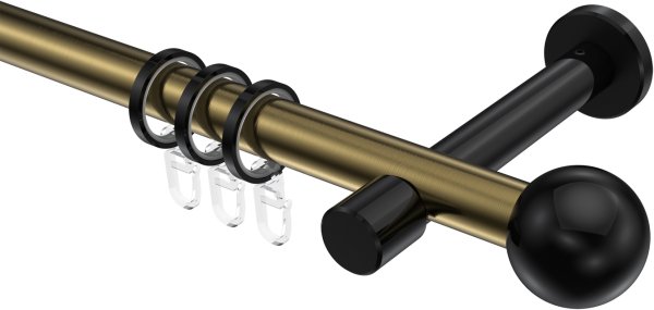 Gardinenstange Metall 20 mm Ø PRESTIGE - Luino Messing Antik / Schwarz 100 cm