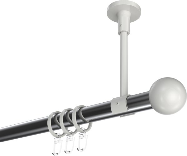 Gardinenstange Metall 20 mm Ø SONETTE - Luino Chrom / Weiß 100 cm