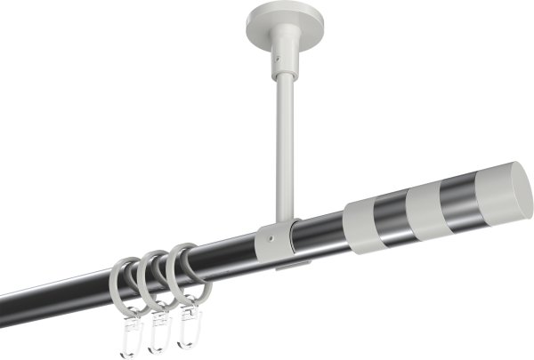 Gardinenstange Metall 20 mm Ø SONETTE - Luino Chrom / Weiß 420 cm (3 x 140 cm)