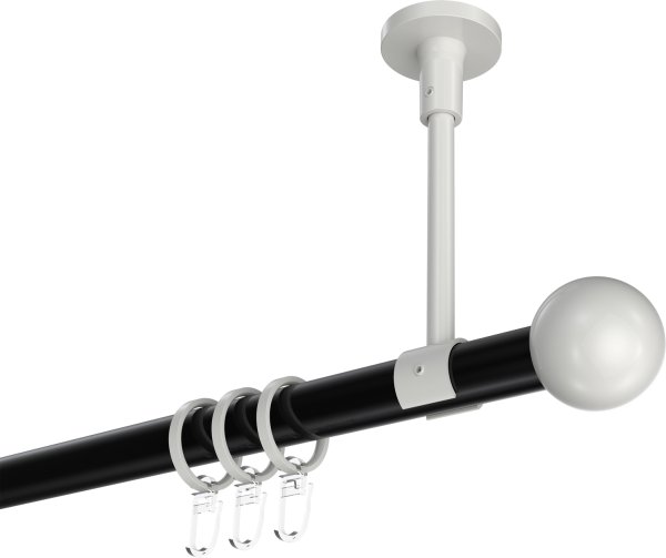 Gardinenstange Metall 20 mm Ø SONETTE - Luino Schwarz / Weiß 420 cm (3 x 140 cm)