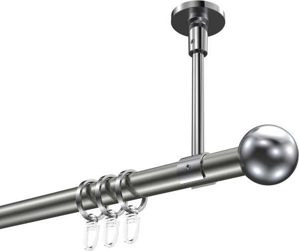 Gardinenstange Metall 20 mm Ø SONETTE - Luino Edelstahl-Optik / Chrom
