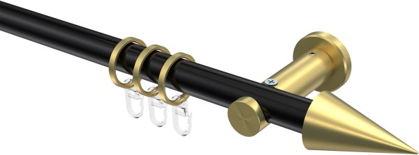 Gardinenstange Metall 20 mm Ø PLATON - Savio Schwarz / Messing-Optik 100 cm