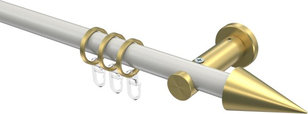 Gardinenstange Metall 20 mm Ø PLATON - Savio Weiß / Messing-Optik 100 cm