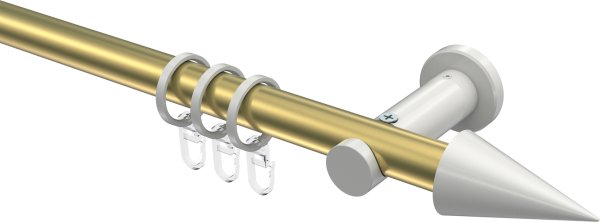 Gardinenstange Metall 20 mm Ø PLATON - Savio Messing-Optik / Weiß