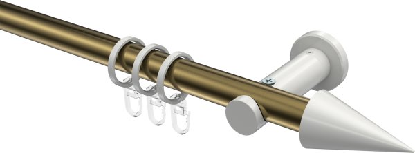 Gardinenstange Metall 20 mm Ø PLATON - Savio Messing Antik / Weiß 100 cm
