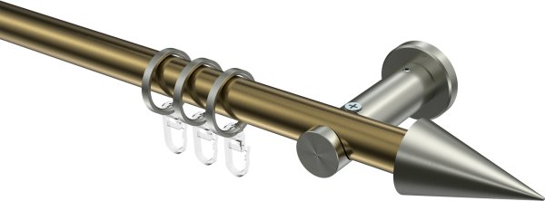 Gardinenstange Metall 20 mm Ø PLATON - Savio Messing Antik / Edelstahl-Optik 100 cm