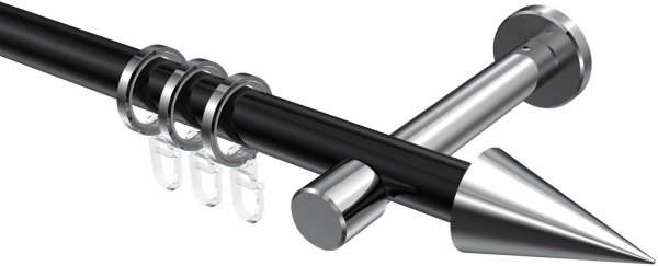 Gardinenstange Metall 20 mm Ø PRESTIGE - Savio Schwarz / Chrom 100 cm