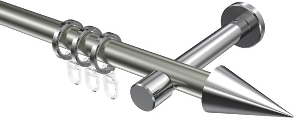 Gardinenstange Metall 20 mm Ø PRESTIGE - Savio Edelstahl-Optik / Chrom