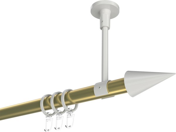 Gardinenstange Metall 20 mm Ø SONETTE - Savio Messing-Optik / Weiß 420 cm (3 x 140 cm)