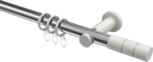 Gardinenstange Metall 20 mm Ø PLATON - Elanto Chrom / Weiß 100 cm