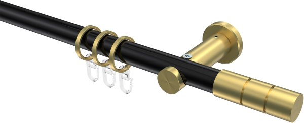 Gardinenstange Metall 20 mm Ø PLATON - Elanto Schwarz / Messing-Optik 100 cm