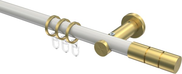 Gardinenstange Metall 20 mm Ø PLATON - Elanto Weiß / Messing-Optik 100 cm