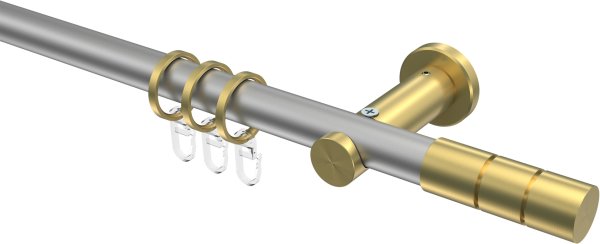 Gardinenstange Metall 20 mm Ø PLATON - Elanto Silbergrau / Messing-Optik 100 cm