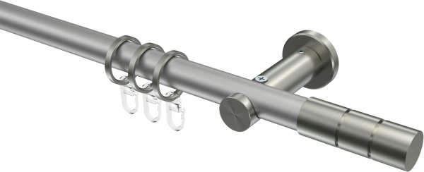 Gardinenstange Metall 20 mm Ø PLATON - Elanto Silbergrau / Edelstahl-Optik 100 cm