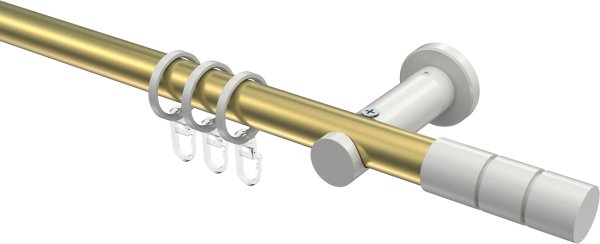 Gardinenstange Metall 20 mm Ø PLATON - Elanto Messing-Optik / Weiß