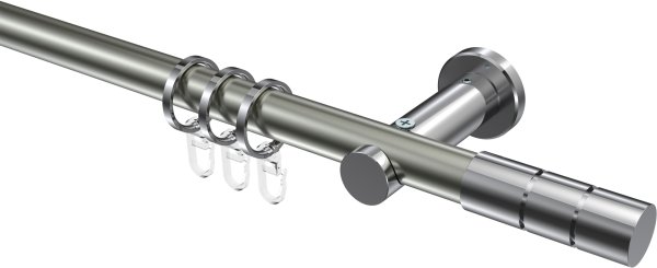 Gardinenstange Metall 20 mm Ø PLATON - Elanto Edelstahl-Optik / Chrom