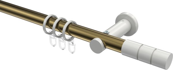 Gardinenstange Metall 20 mm Ø PLATON - Elanto Messing Antik / Weiß 100 cm